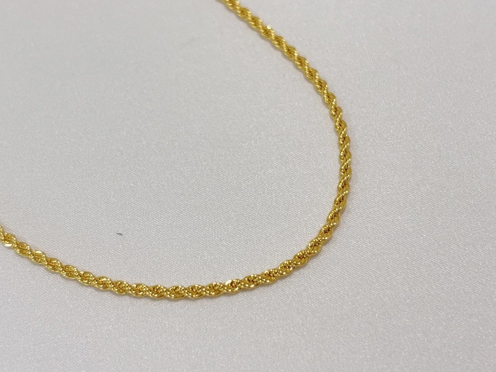 14K Yellow Gold 2mm Solid Diamond Cut Rope Chain Bracelet 8.5"