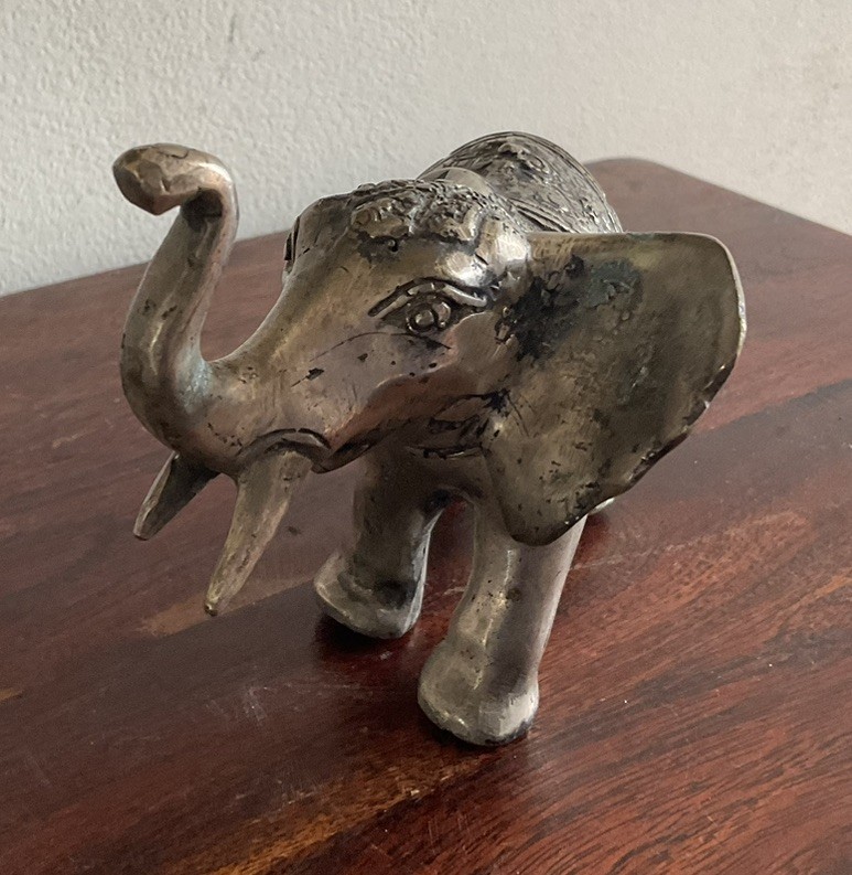 Lovely Silver Tone Elephant Sculpture