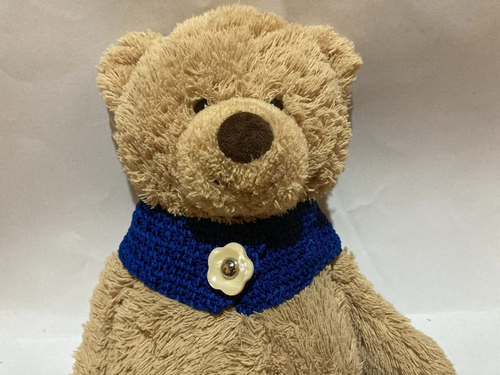 crochet dog collar new size 16" blue