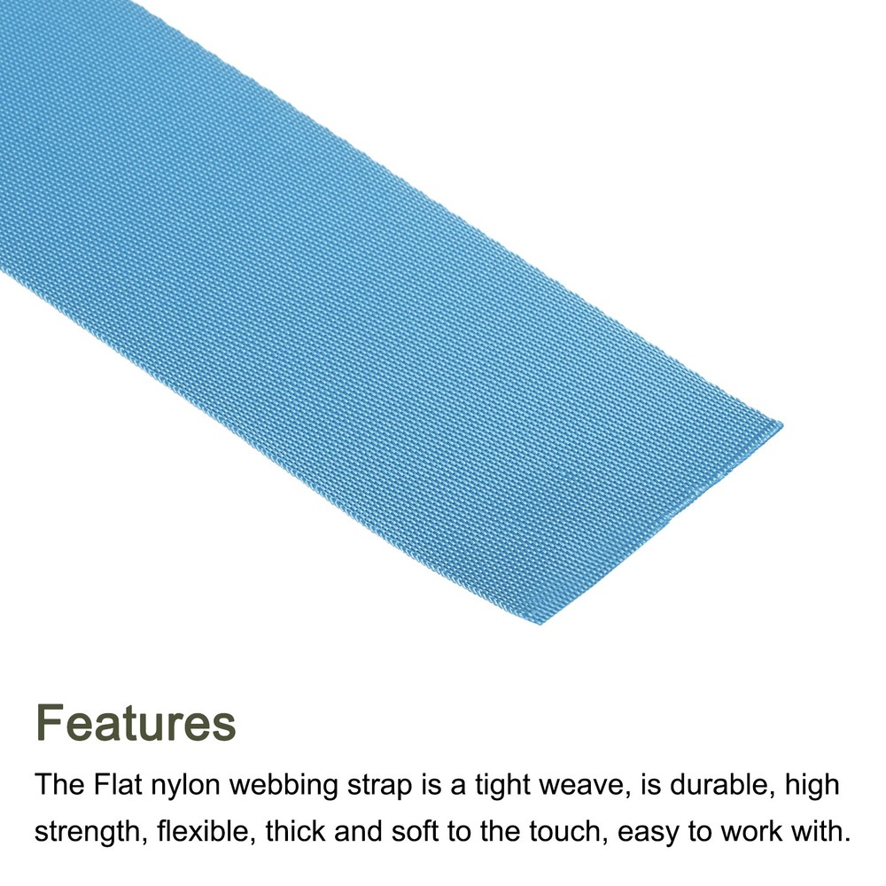 Flat Nylon Webbing Strap 2 Inch 10 Yards Lake Blue for Backpack