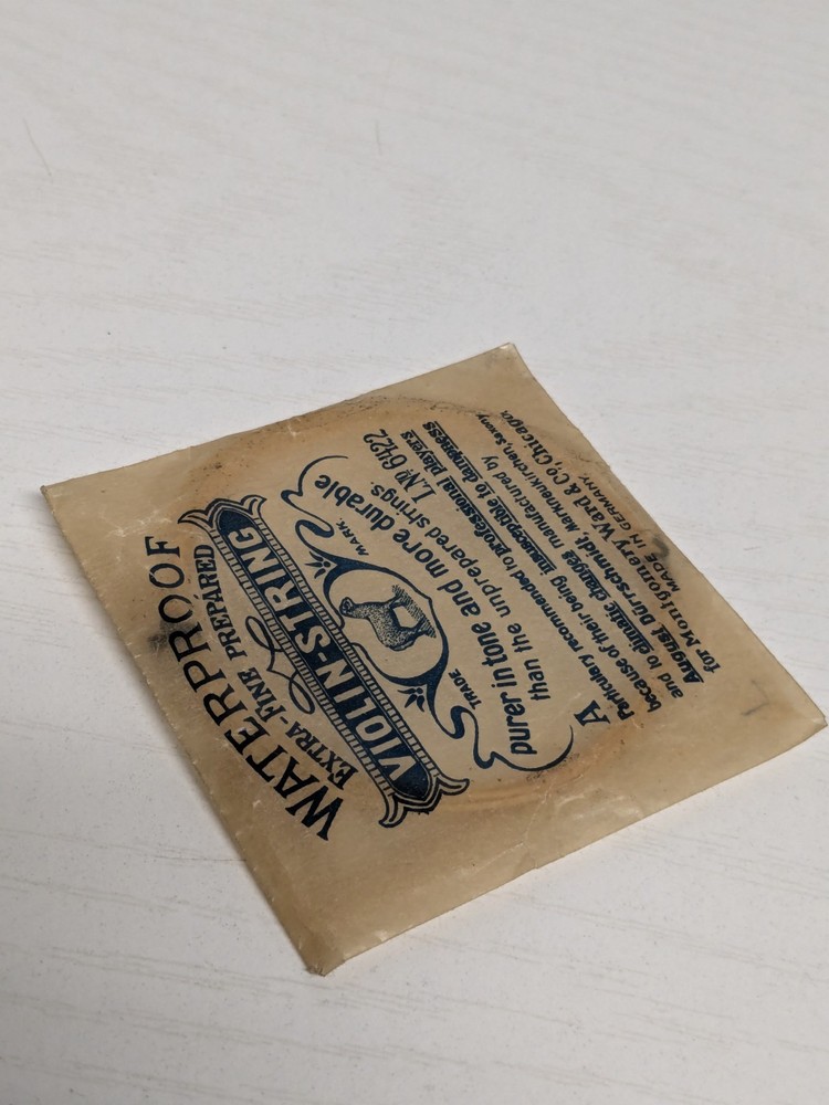 1800's Single WATERPROOF EXTRA-FINE PREPARED VIOLIN-STRING Montgomery Ward & Co