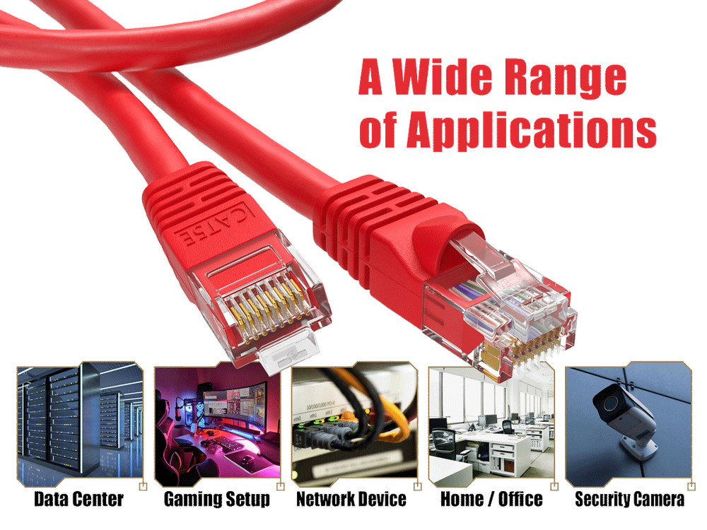 25ft Cat5e UTP Ethernet Network Patch Cable Snagless 24AWG Bare Copper, Red