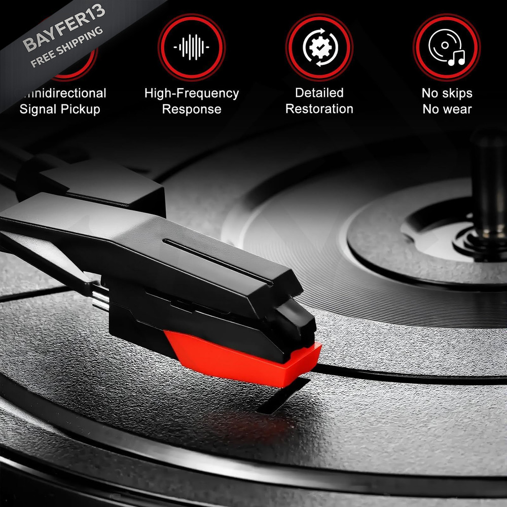 Jiomrzo 6 Pack Record Player Needle Replacement, Upgraded Vinyl Record...