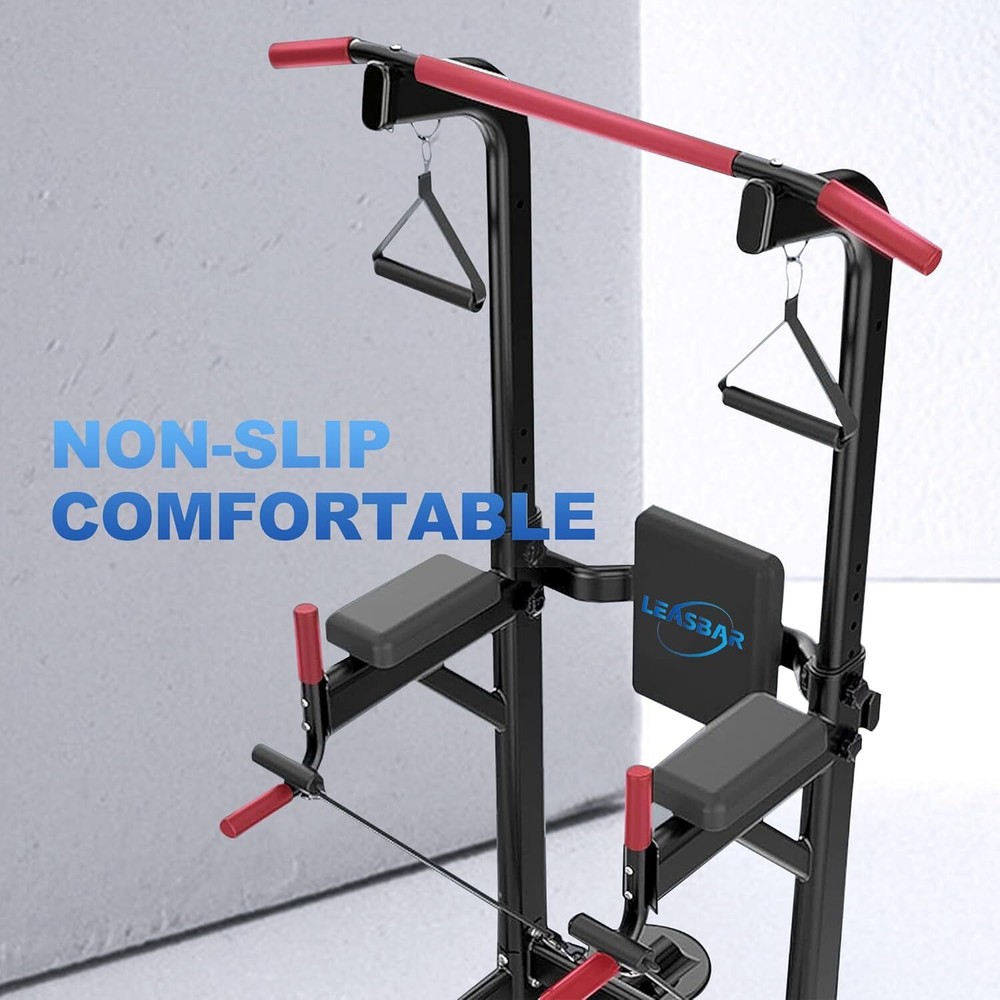 Pull Up Dip Station,Power Tower with Backrest,Adjustable Height Bar Stand