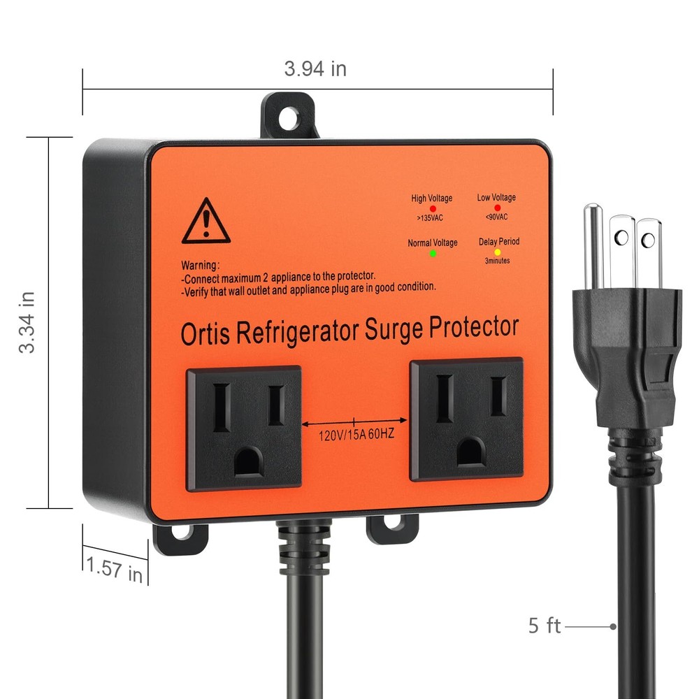 Refrigerator Surge Protector Double Outlet Voltage Protector for Appliances