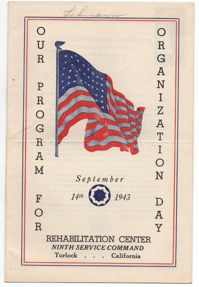 1943 WWII Program from Organization Day 9th Service Command Turlock CA