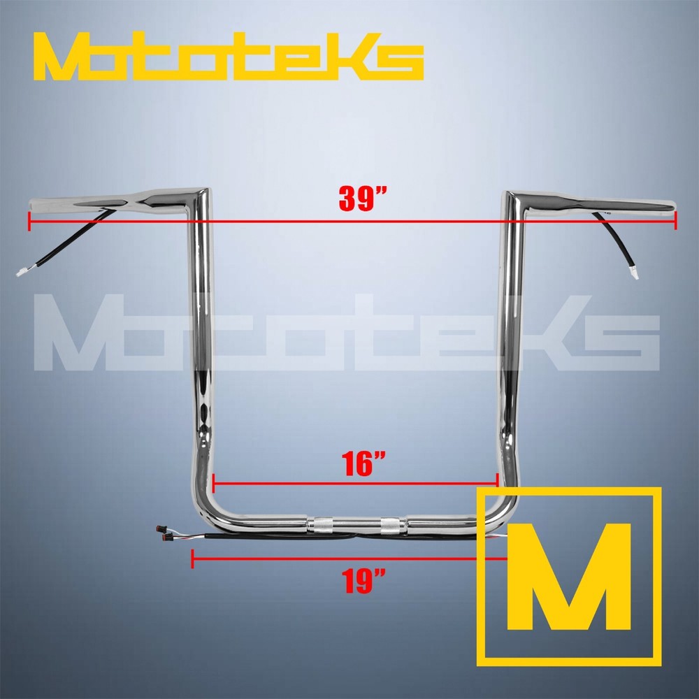 16" CHROME PRE-WIRED HARLEY BAGGER BAR 1-1/2" THICK APE HANDLEBARS FOR TOURING