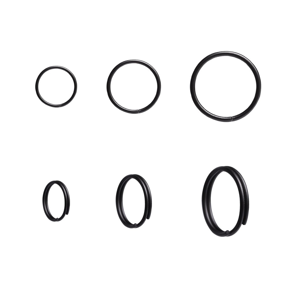 200pcs 12mm Mini Split Jump Ring with Double Loops 12mm, Black