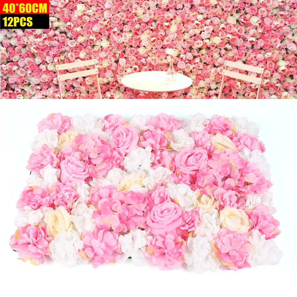 12 PCS Artificial Flowers Wall Panel for DIY Wedding Street Background Decor