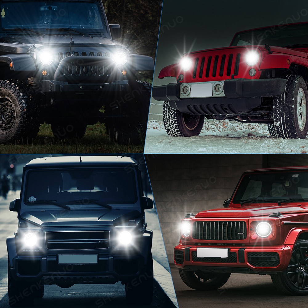 7 Inch led GLASS Headlight Round, ORIGINAL CLASSIC LOOK Conversion Chrome pair