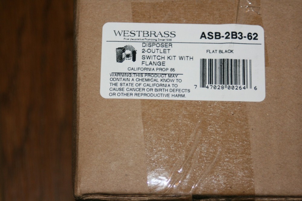 WESTBRASS 1.75-in Matte Black Plastic Garbage Disposal Switch