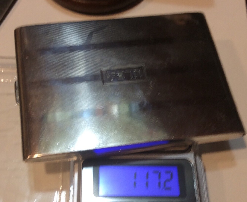 VIntage Art Deco Period Sterling Silver Cigarette Case 117grms Engine Turned