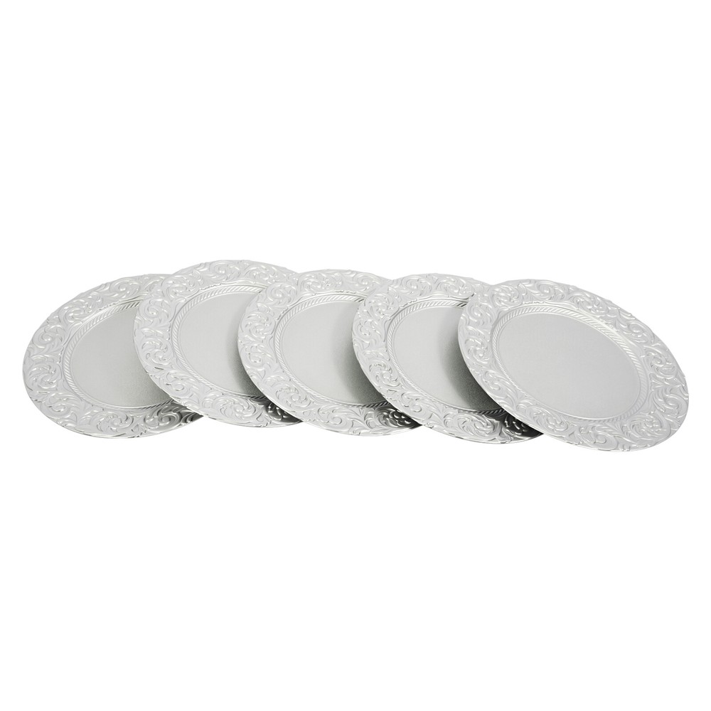 150pcs Plates Set, Silver Round Plates with Patterns, Reusable, for Restaurant