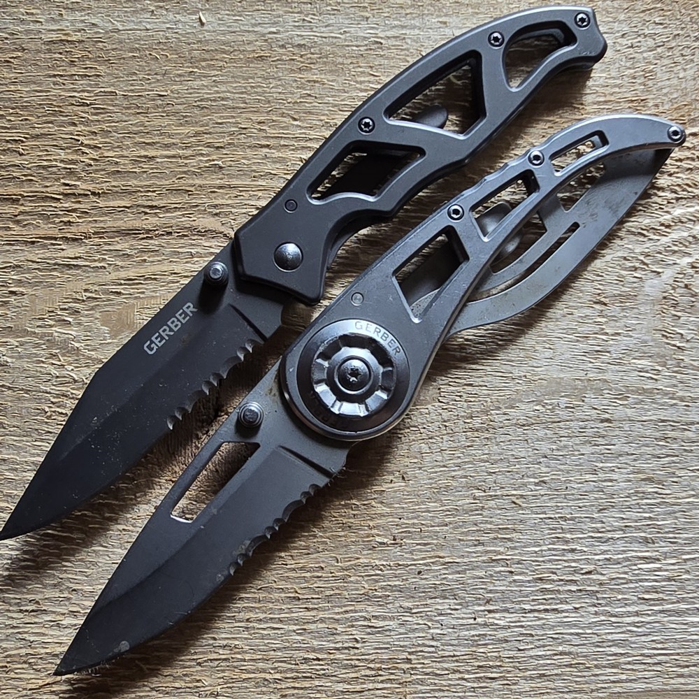 GERBER RIPSTOP I POCKET KNIFE PLAIN EDGE FRAME LOCK & PARAFRAME II