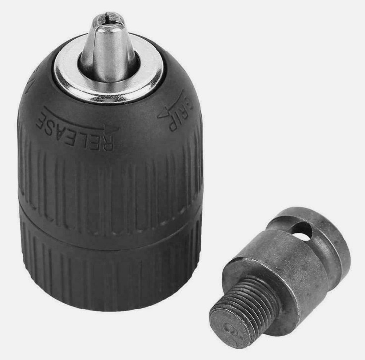 Keyless Drill Chuck Adapter+1/4" Hex Shank Quick Change Drill Bit Adapter Driver