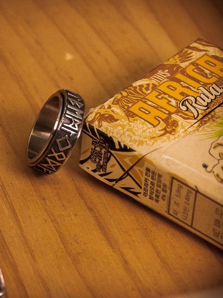 hangsworld Viking ancient text rotatable retro Make old plus size letter ring