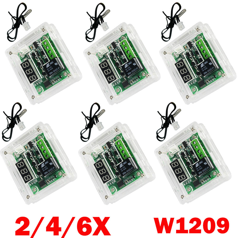 2/4/6Pack W1209 12V Digital Thermostat Temperature Control Switch Sensor + Case
