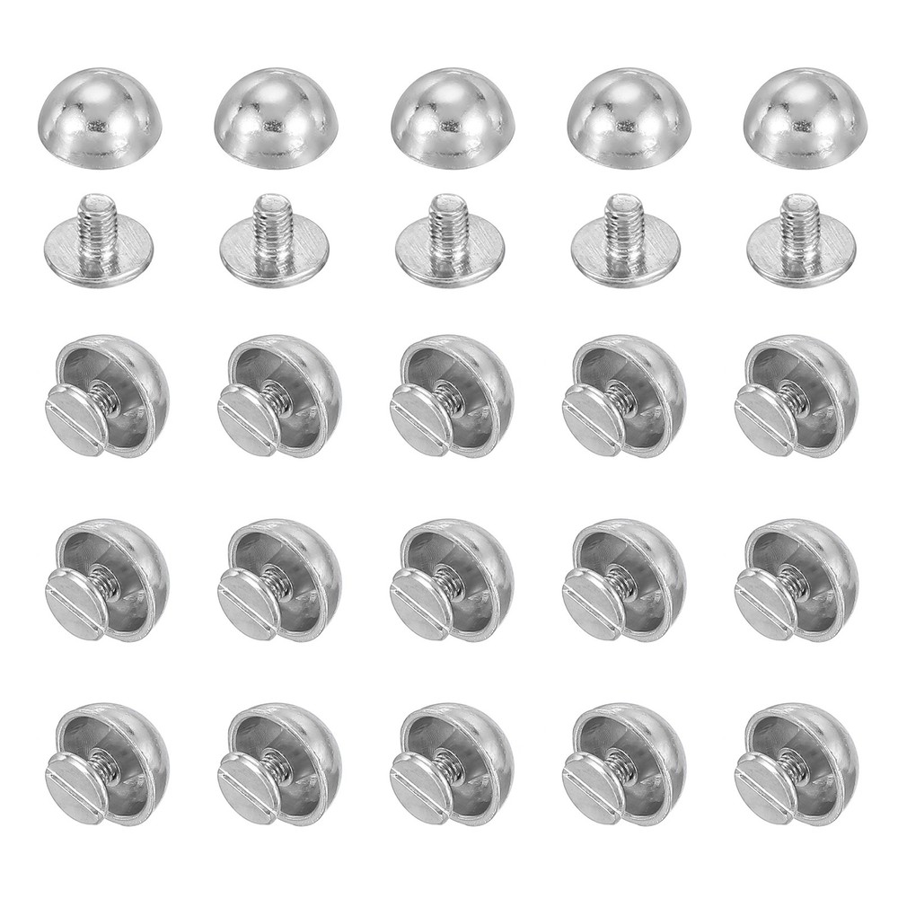 20 Set 1/2" Dome Spikes Studs Nailhead Screw Back Rivets for Craft Silver