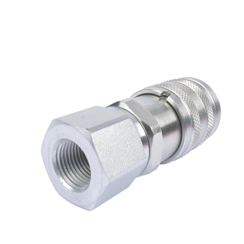 3/8" Flat Face Hydraulic Quick Connect Coupler Coupling Set w/Dust Caps, 3/8"...