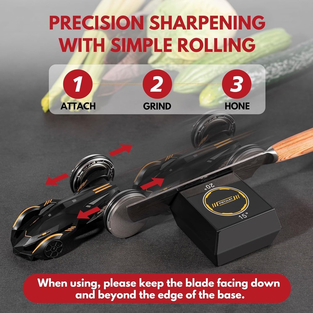 Versatile Rolling Knife Sharpener with Replaceable Diamond Discs for All Knives