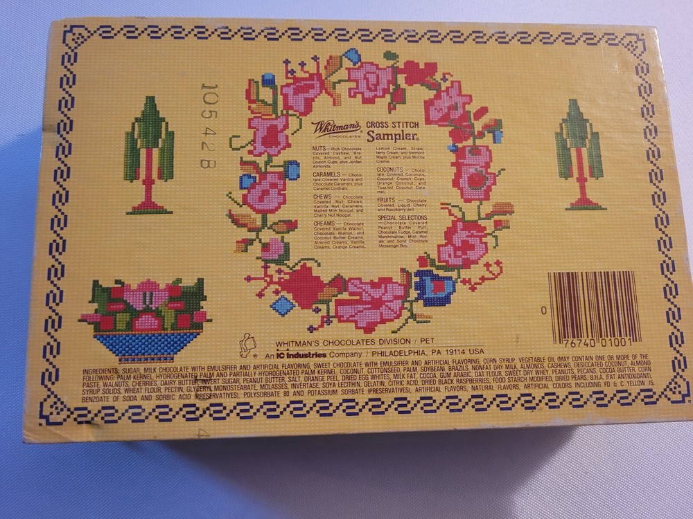 Vintage Whitman's Sampler Empty Cardboard Box 16oz Chocolate & Confections