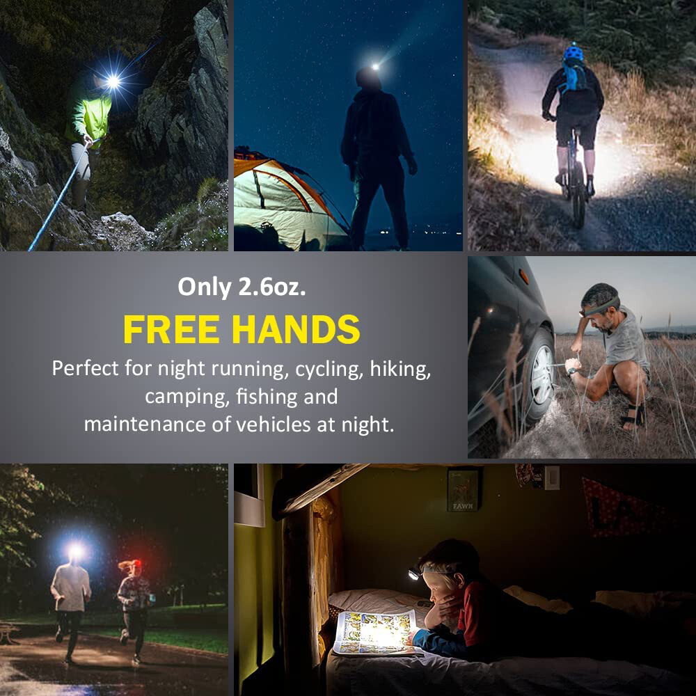 USB Rechargeable Headlamp Waterproof LED Headlight Head Torch Light Flashlight