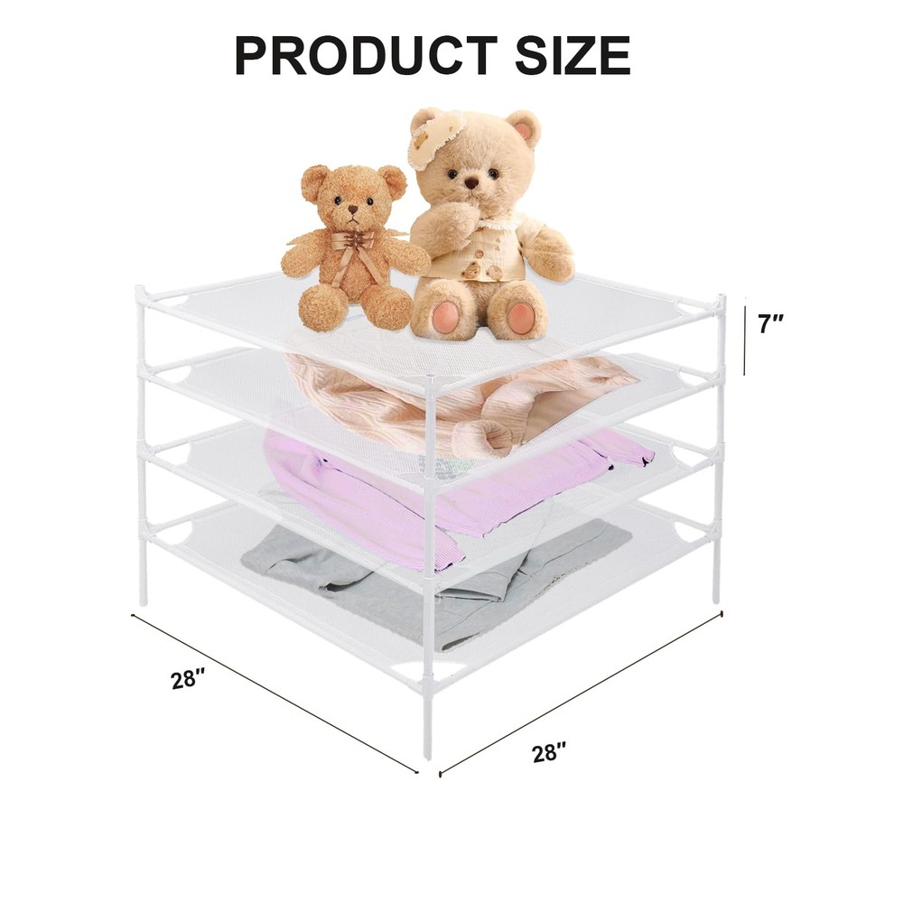Sweater Drying Rack 4-Layer Clothes Flat Mesh Clothing Stackable Laundry