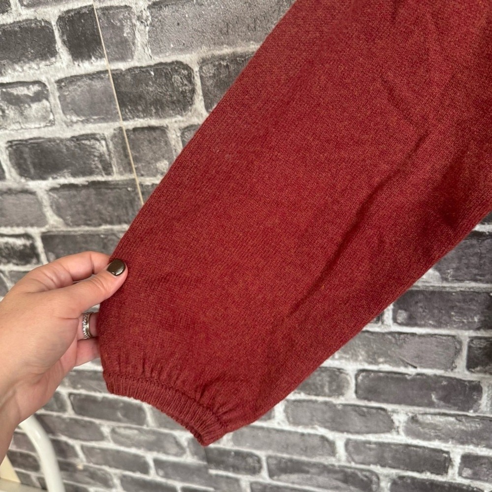 Madewell Wiltshire V-Neck Pullover Sweater rust red wool blend SIZE LARGE L