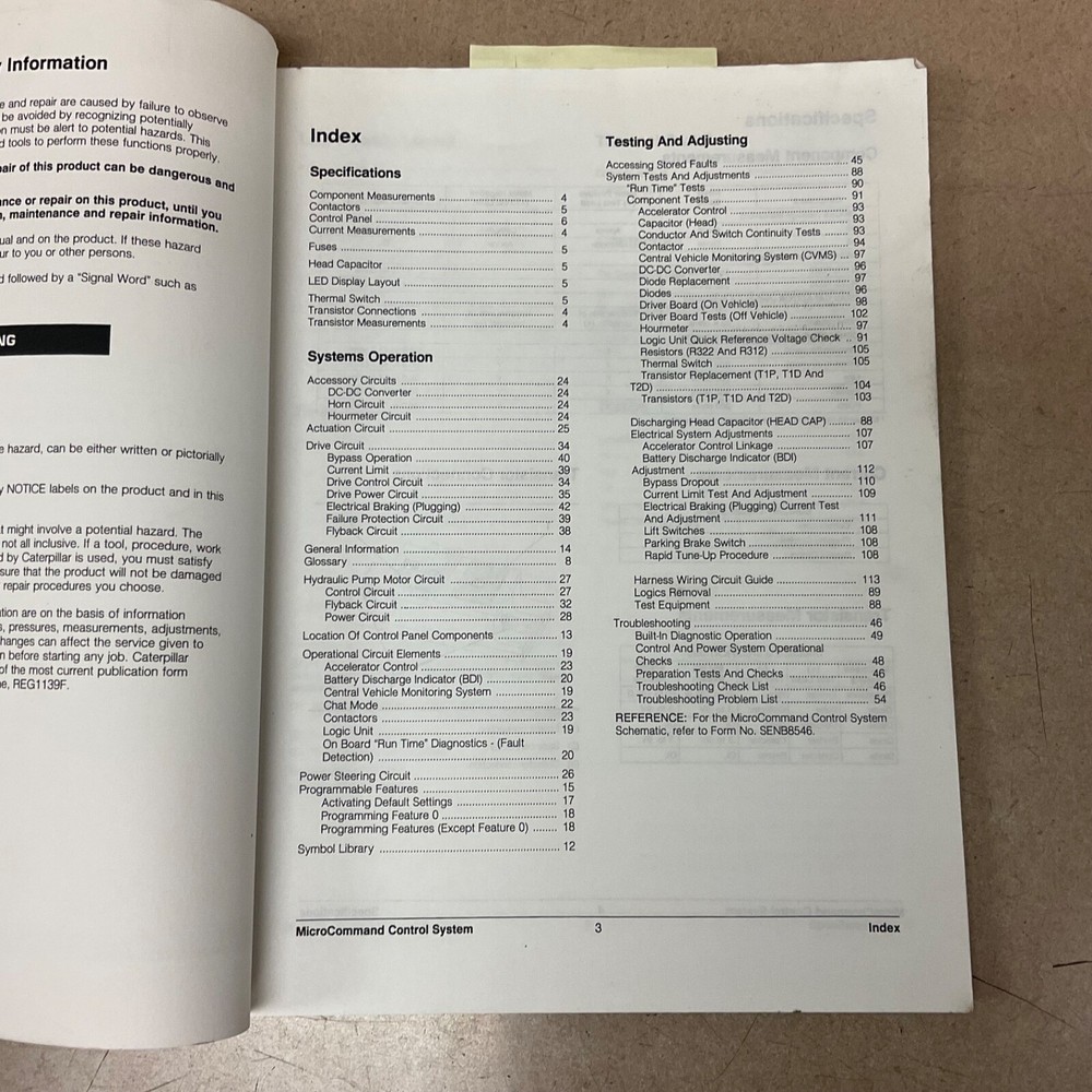 CAT Caterpillar EC-15 SCHEMATIC & MICROCOMMAND CONTROL SERVICE MANUAL FORKLIFT