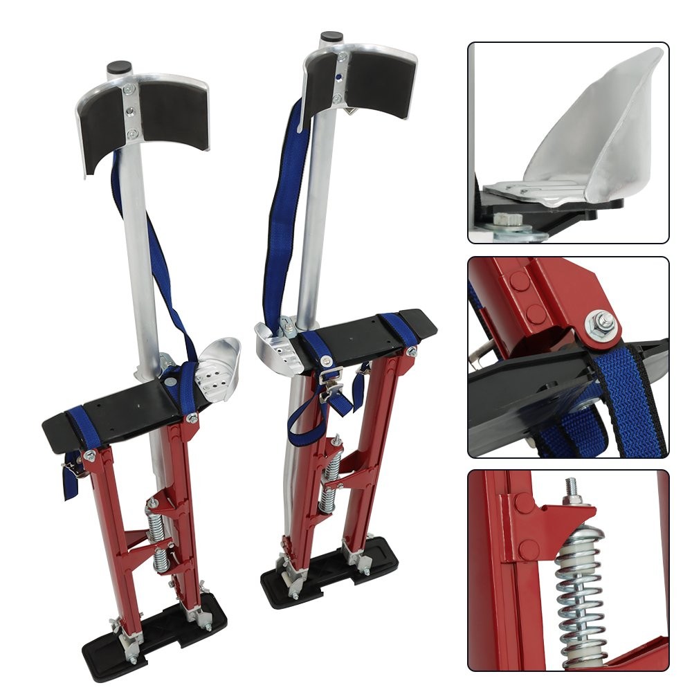 Adjustable Height Stilts Tool Aluminum Drywall For Painter Taping Red 24"-40"