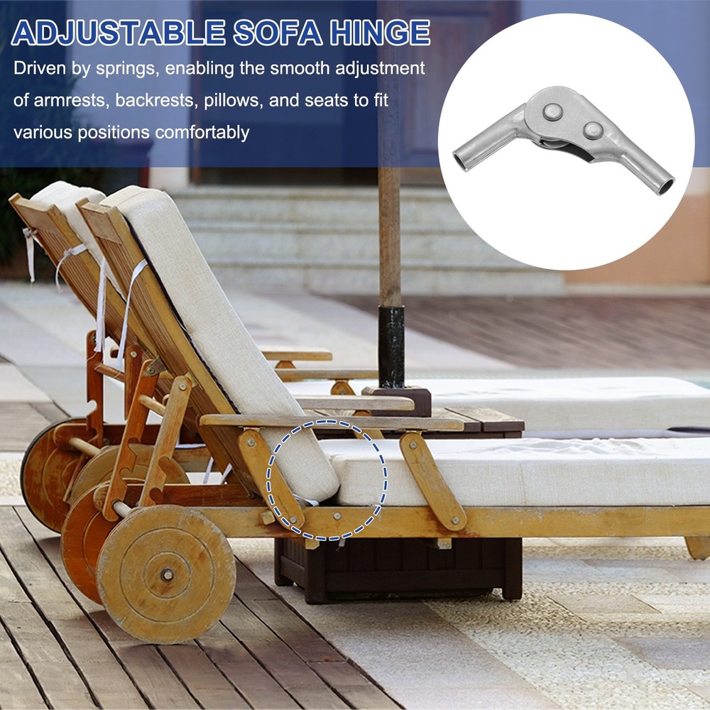 2Pcs Adjustable Sofa Hinge, 180 Degree 5 Gear Support Joint for Sofa