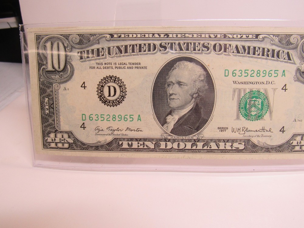 FEDERAL RESERVE "Front to BACK" OFFSET Transfer Error 10.00 NOTE HAMILTON BUST *