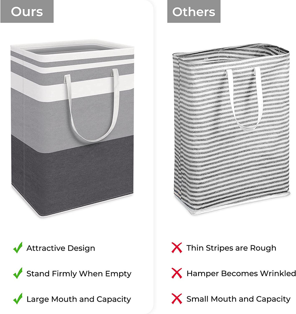 2-Pack Large Laundry Baskets Collapsible Waterproof Hampers with Extended Handle