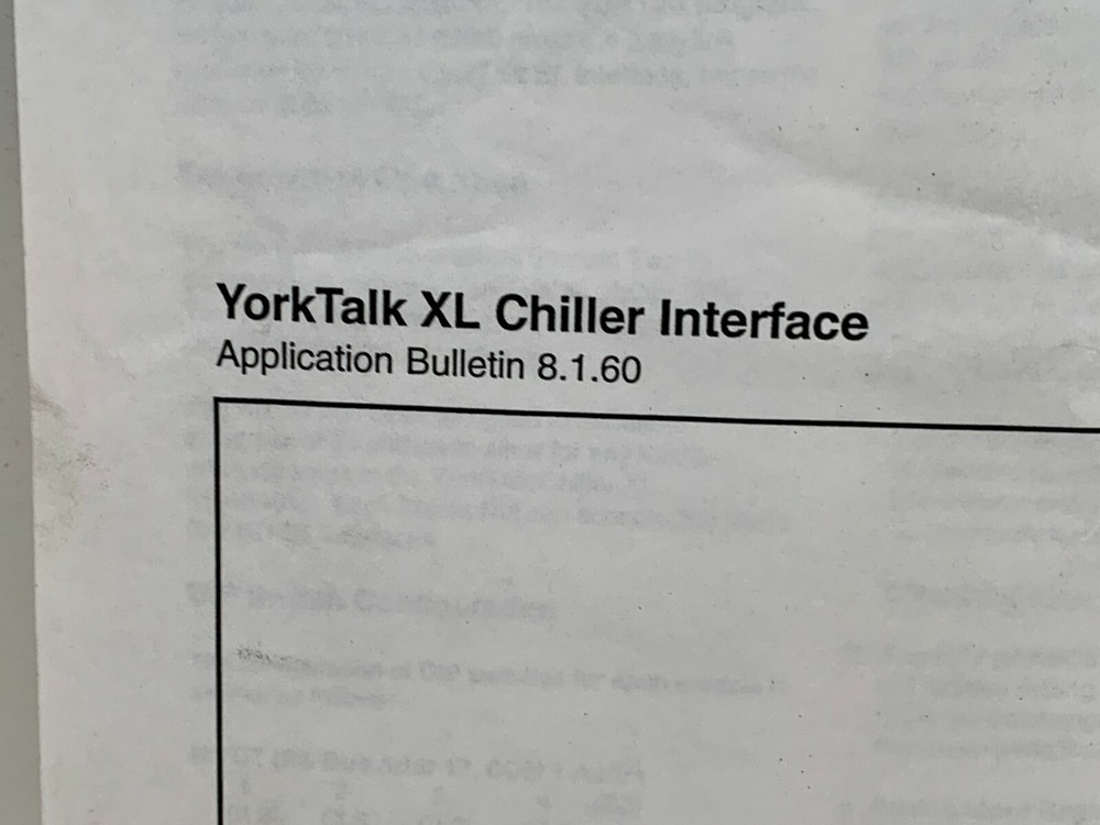 Staefa Control System YorkTalk XL Chiller Interface Application Bulletin Manual