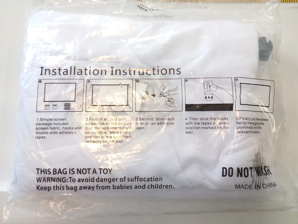 White simple projection screen 120 inch sealed