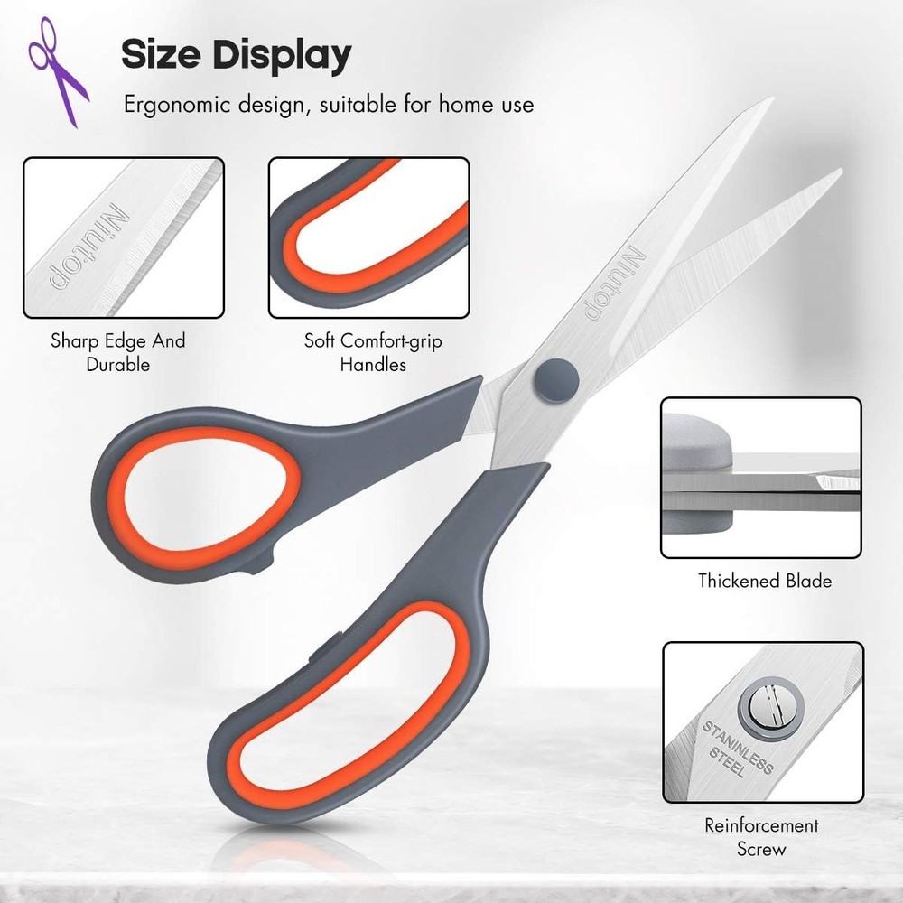 5 Pack Scissors 8In. Multipurpose Office School Craft Fabric Right/Left Handles