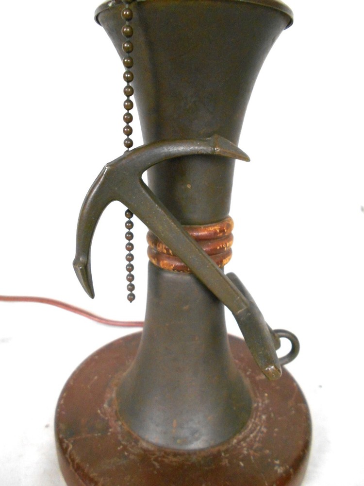 VINTAGE PATINATED TIN LAMP WITH ANCHOR