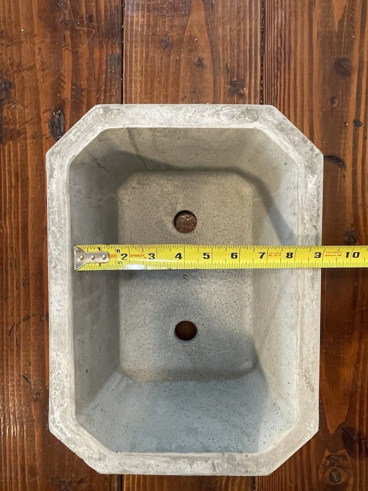 Large Rectangular Concrete Bonsai Pot 13.75” X 10” X 5.5”
