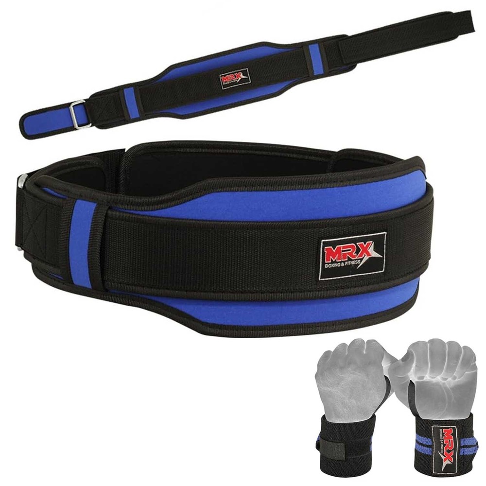 MRX Weight Lifting Belt with Gym Workout Training Wrist Wraps Strap Camo Bundle