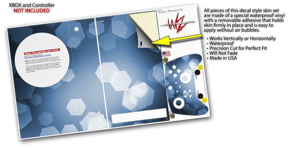 Skins XBOX Series S Console Controller Bokeh Hex Blue