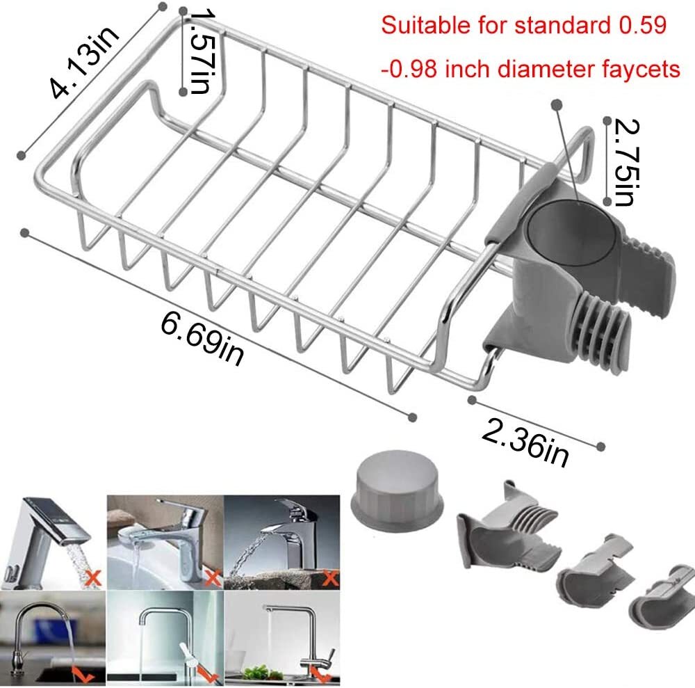 2Pcs Drain Rack Storage Holder for Shelf-Kitchen Sink Faucet Sponge Soap Cloth