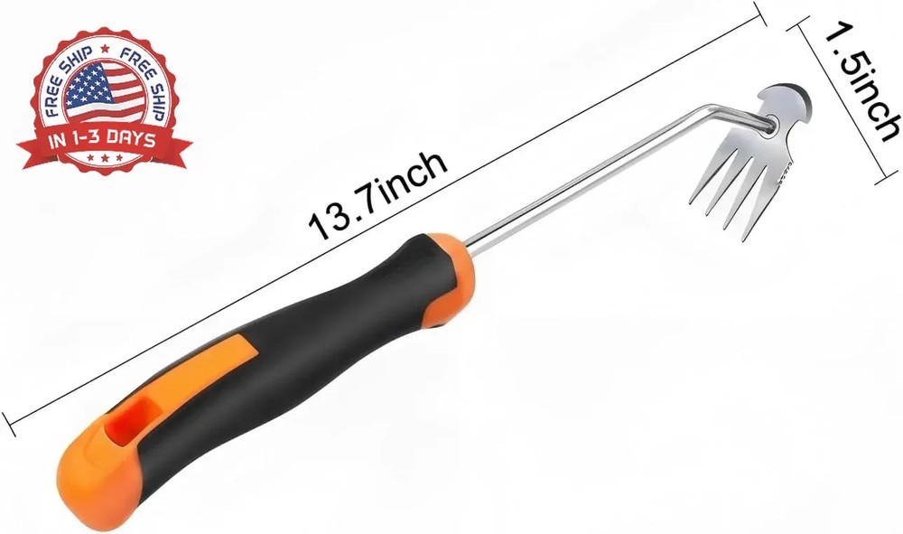 Weed Puller Tool, portable garden tool, Four-Tined Weeding Tool, Uprooting Weedi