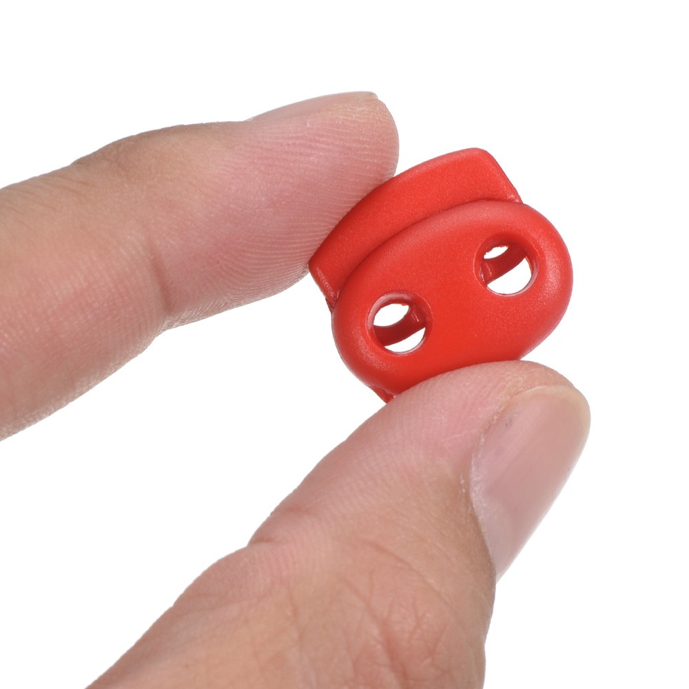 0.7x0.8" Cord Locks, 100 Pack Double Hole Spring End Toggle Stopper, Red