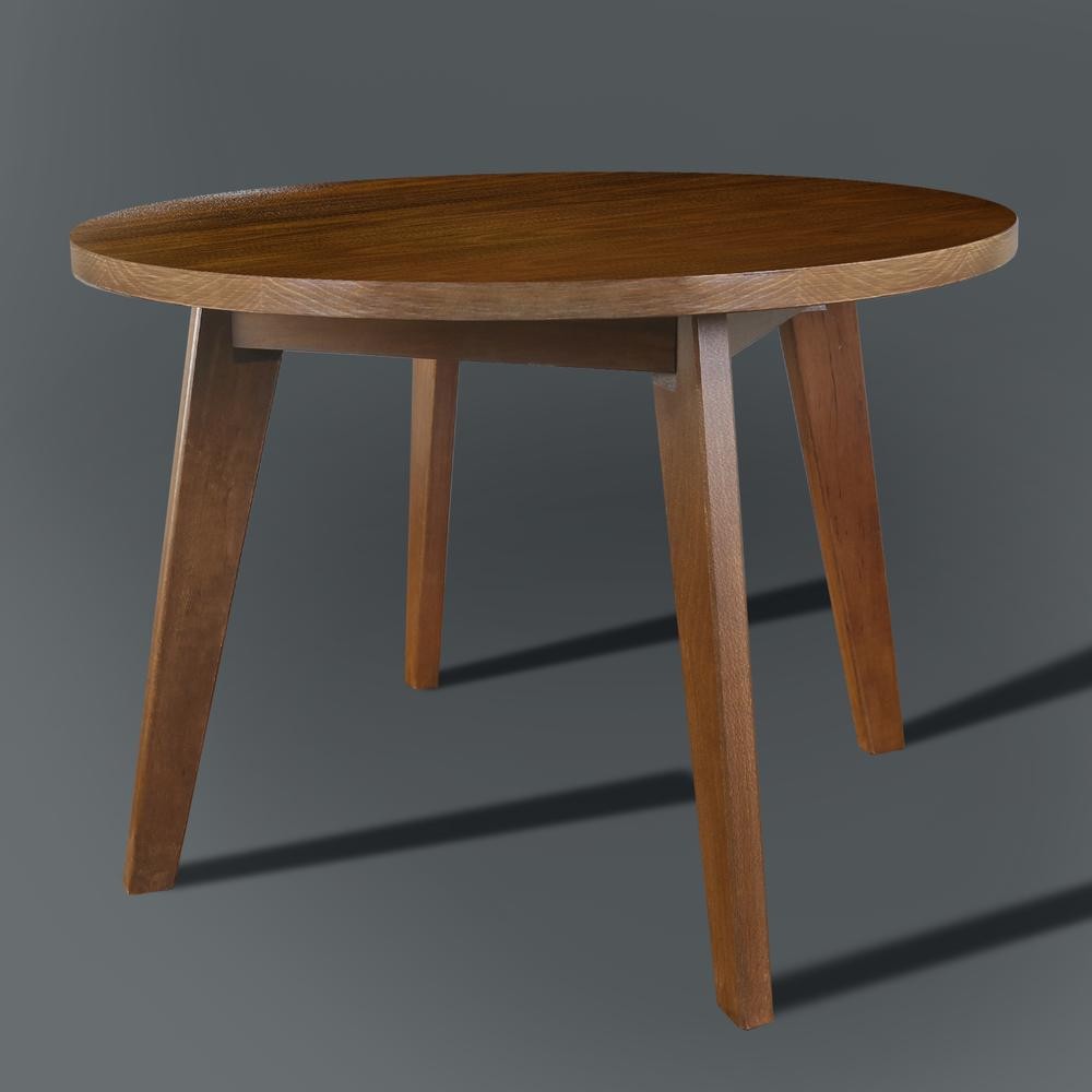 Genuine 24" Round Coffee Table with Solid American Gum - Walnut
