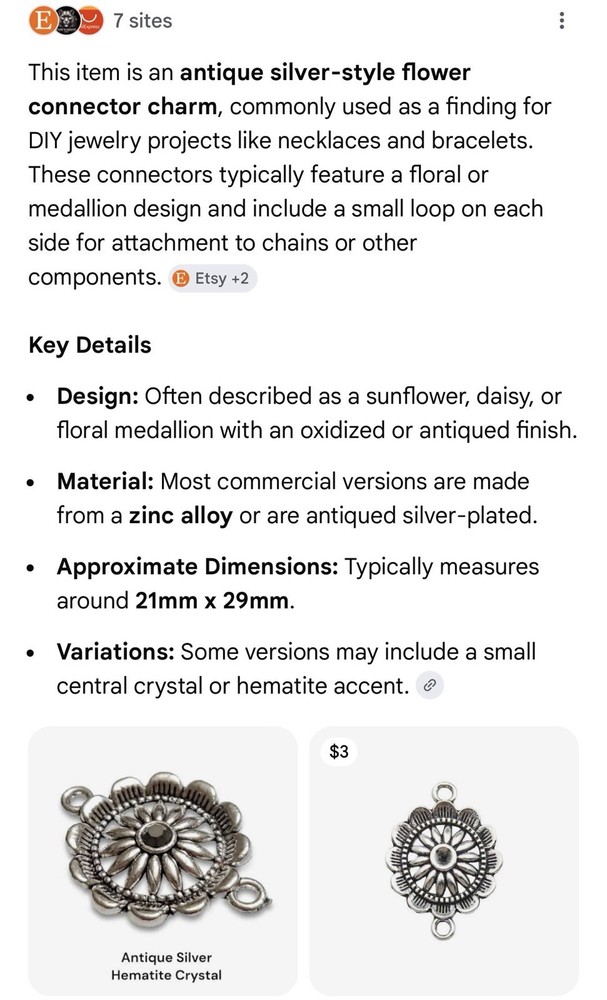 Silver Flower Connector, Zinc Alloy; Jewelry Component, Finding
