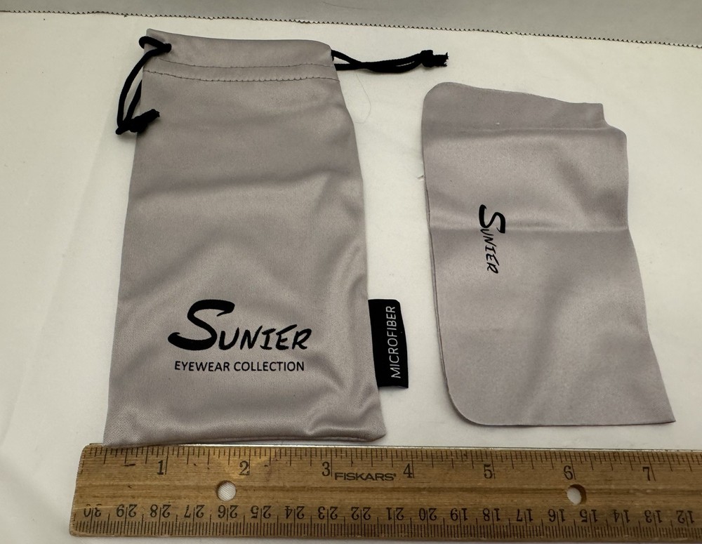 Sunier Sunglasses/Eye Glasses Microfiber Cloth Pouch/Bag Drawstring Gray
