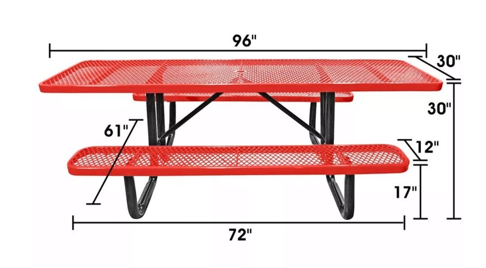 PICNIC TABLE Commercial - ADA Wheelchair Accessible - 8 Ft Rectangular