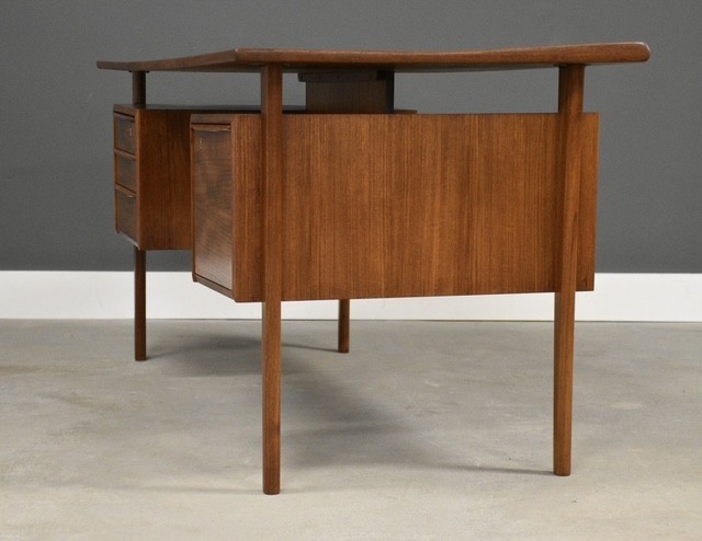 Refinished Danish Modern Teak Floating Desk by Peter Lovig Nielsen