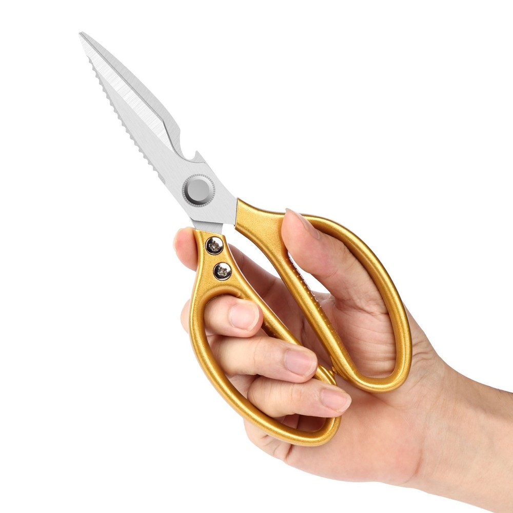 Multi-Function KITCHEN SCISSORS/SHEARS, Heavy Duty, JUMBO Size, GOLD Handle, SK5