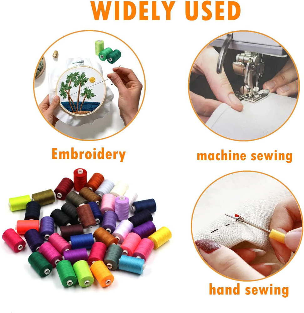 All Purpose Sewing Thread, 10 Spool Assorted Color 1000 Yards Each Bobbin Polyes